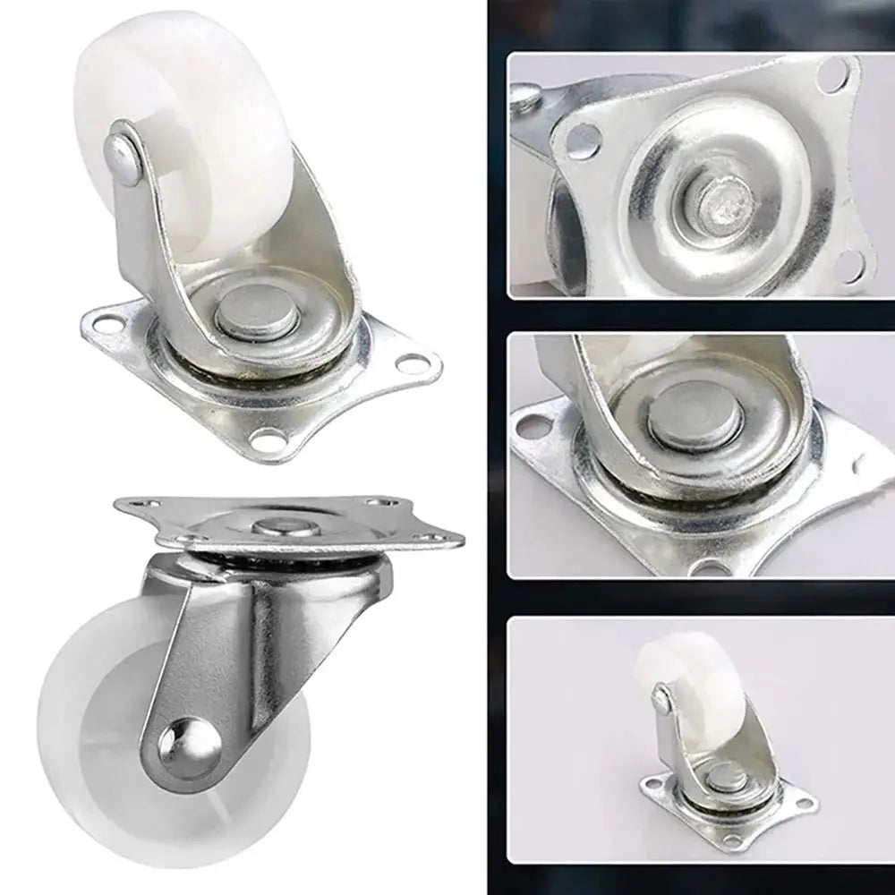 Heavy Duty 360° Swivel Caster Wheels – White Nylon Furniture Rollers