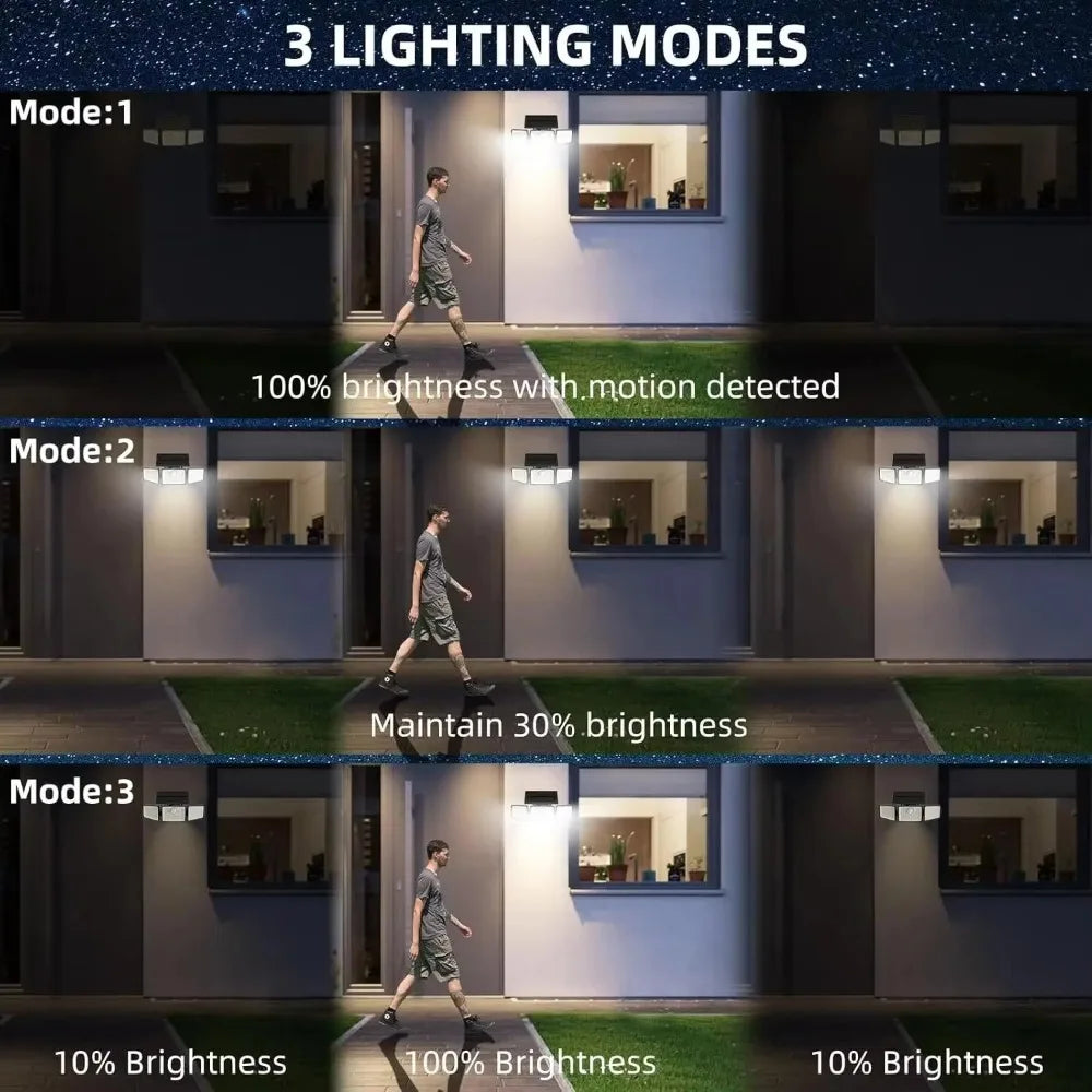 Solar 3-Head Motion Sensor Light – 74 LED 270° IP65 Outdoor
