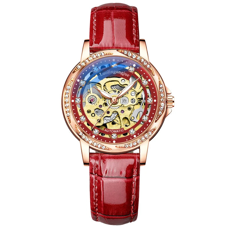 Women's Hollow-Out Automatic Mechanical Watch – Luminous & Waterproof