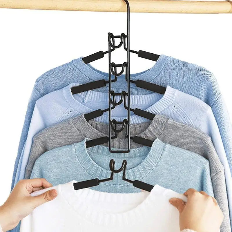 Multi-Tier Closet Hanger Organizer with Hooks – 5-Pack