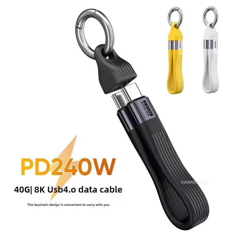USB4 Keychain Cable 240W Fast Charging 40Gbps USB-C to C