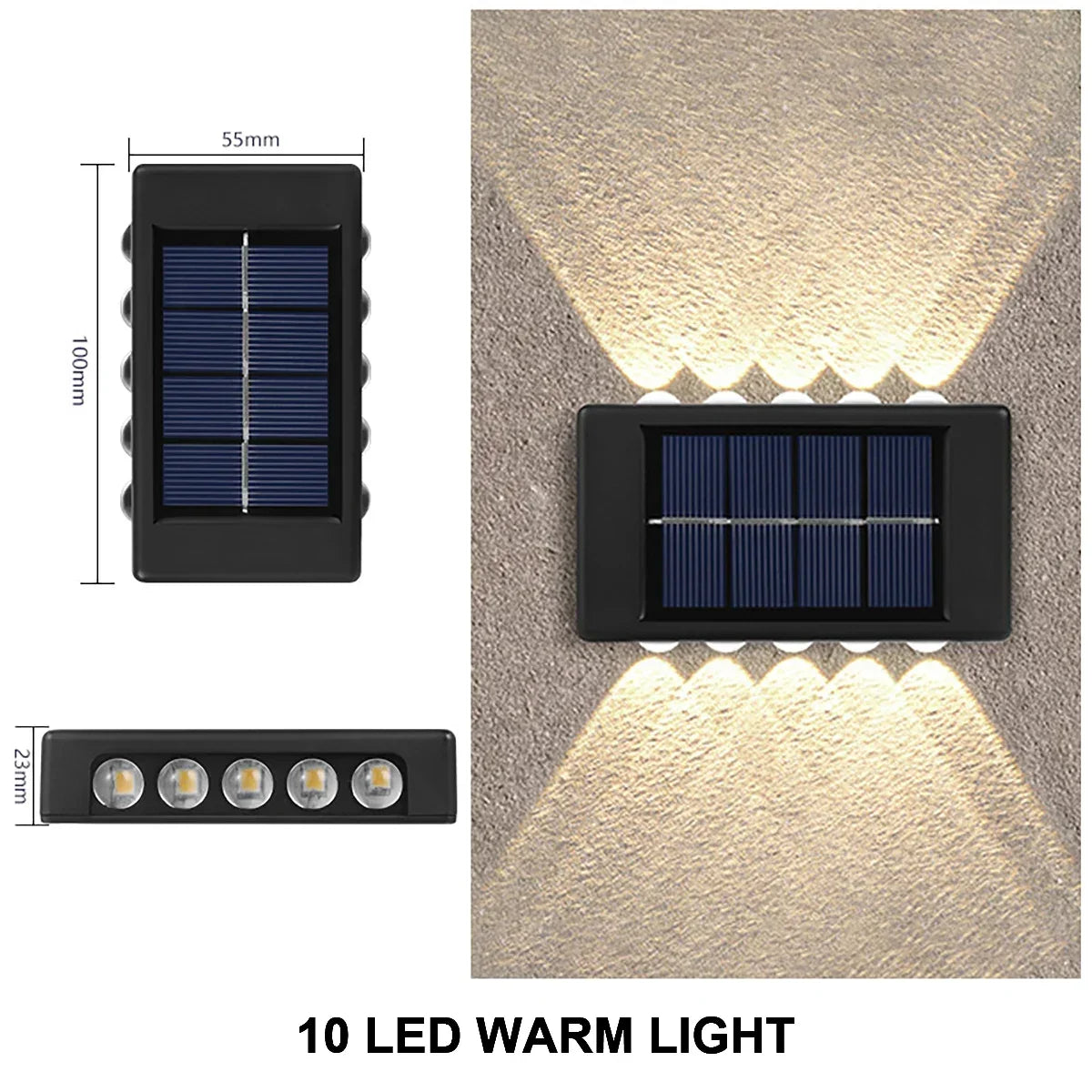 Solar Outdoor Wall Light IP65 Waterproof LED Up & Down Lamp