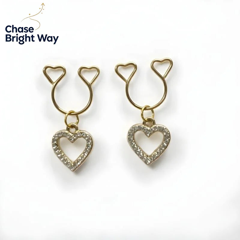 Non-Piercing Dangle Heart Clip-On Body Jewelry – 2Pcs