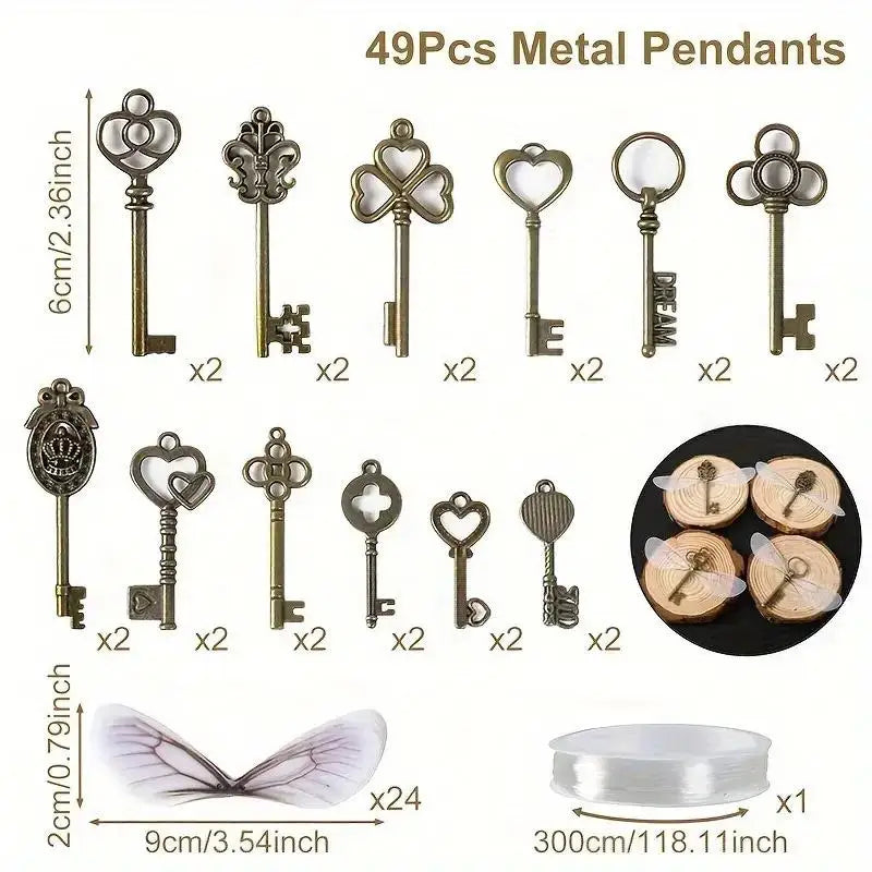 Vintage Filigree Flying Keys with Dragonfly Wings – DIY Decor