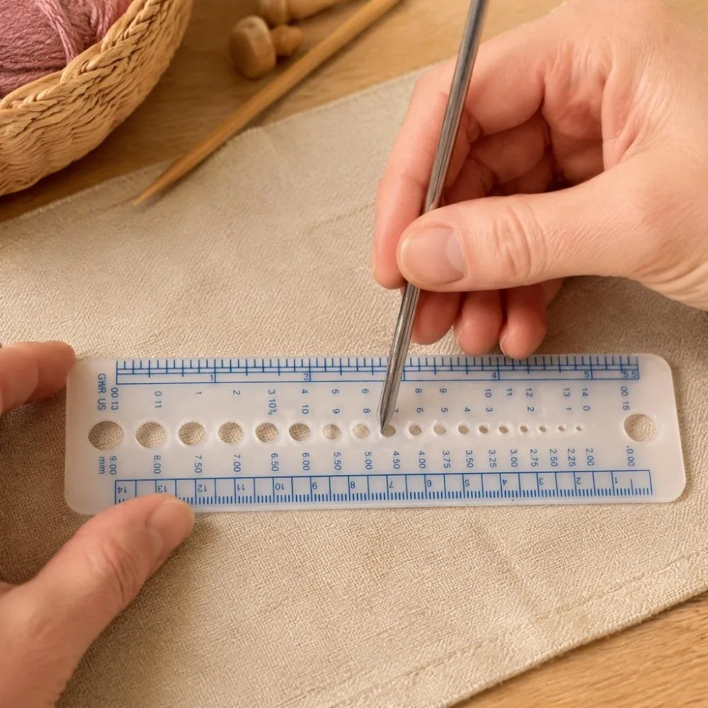 3-Pack Knitting Needle Gauge Ruler & Circle Template Set