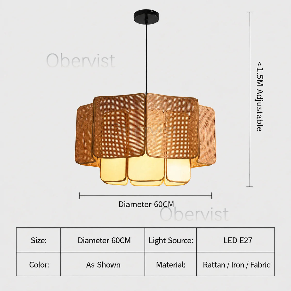 Wabi Sabi Rattan Pendant Light – Boho Hanging Ceiling Lamp
