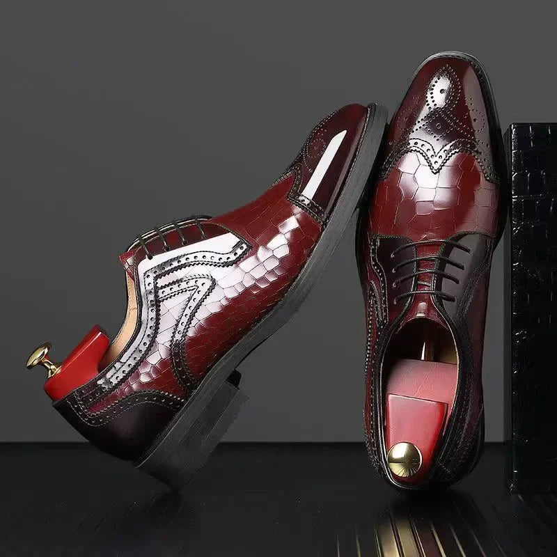 Men's Pointed Toe Brogue Oxford Dress Shoes | Sizes 38–48