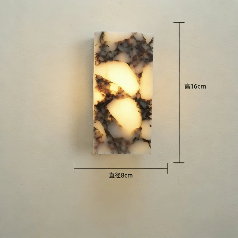 White Marble LED Wall Sconce | Wabi Sabi Stone Wall Lamp