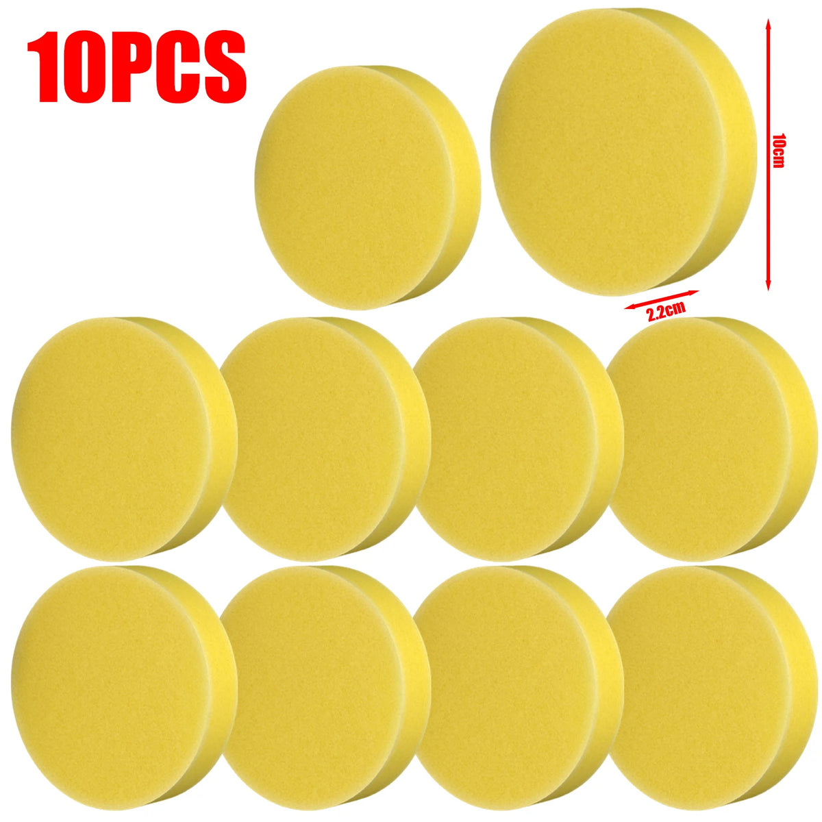 10-Pack Round Car Wash Polishing & Waxing Sponge Blocks