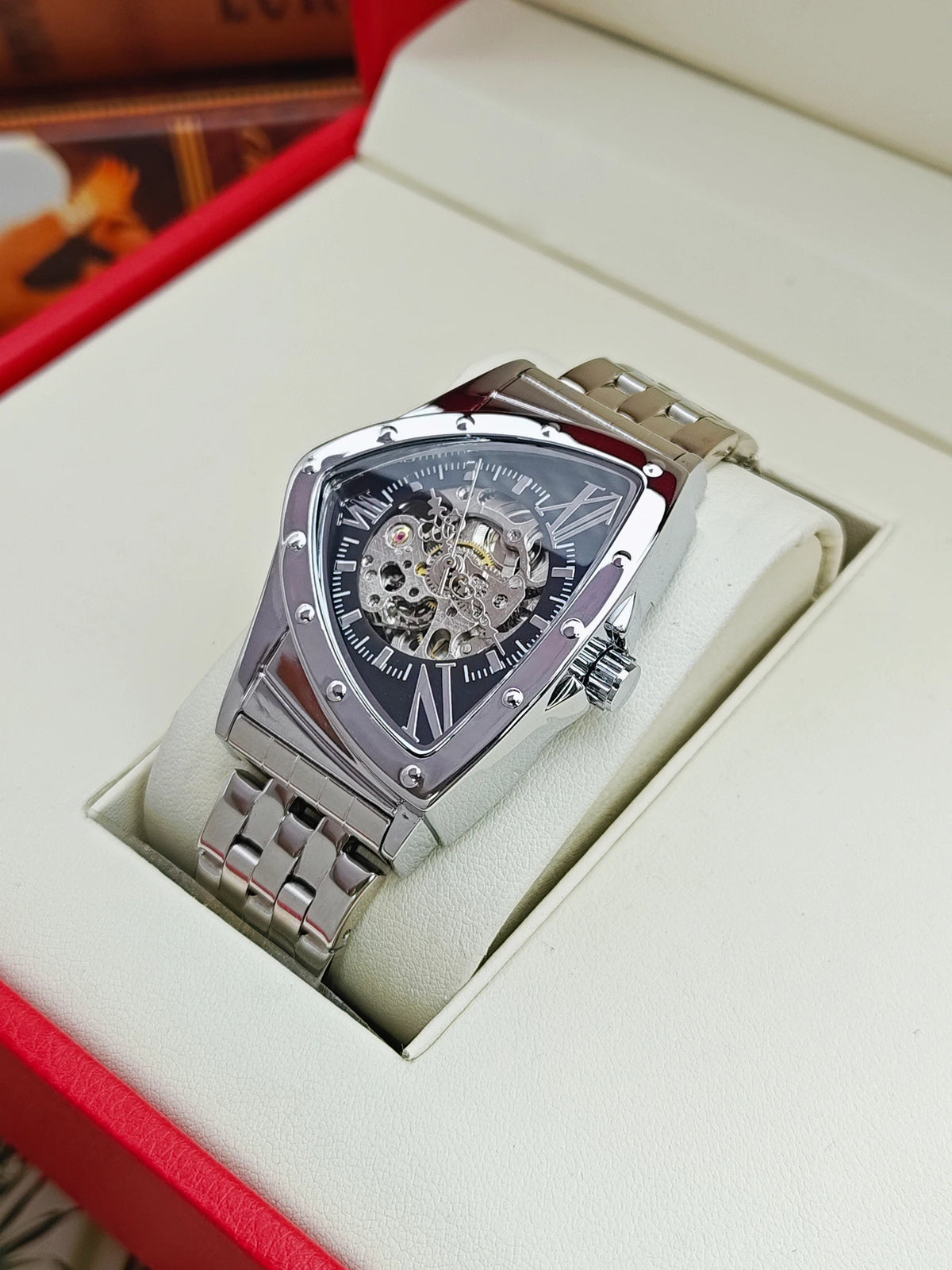 Triangle Skeleton Automatic Mechanical Watch – Men's Steel