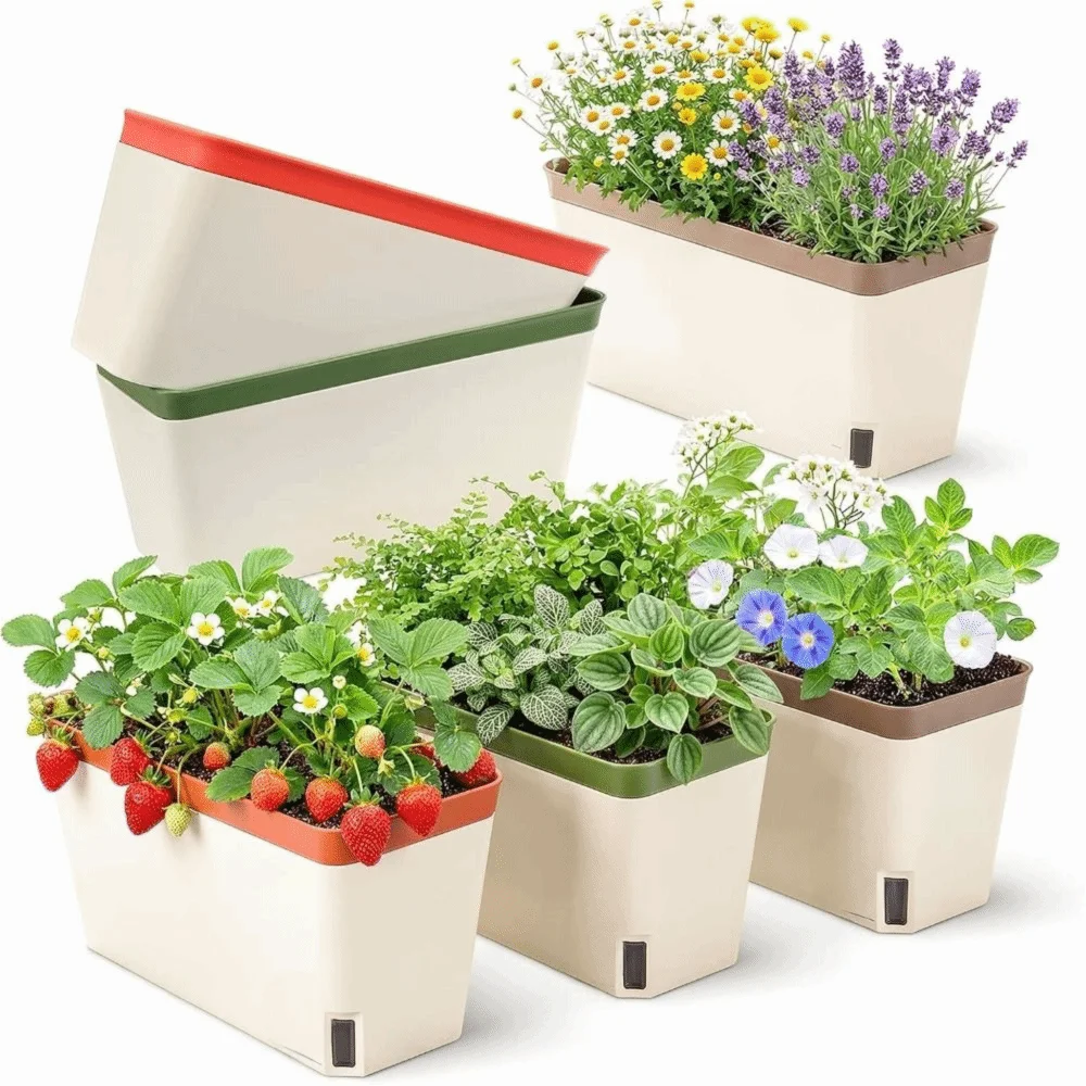 Self-Watering Herb Planter Box – Visible Water Level Window