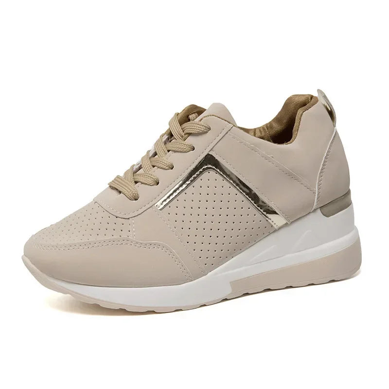 Women's Wedge Platform Sneakers – Lace-Up Breathable Sport Shoes