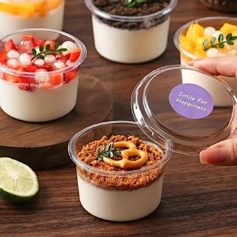 50-Pack 150ml Disposable Dessert Cups with Lids | Clear PET