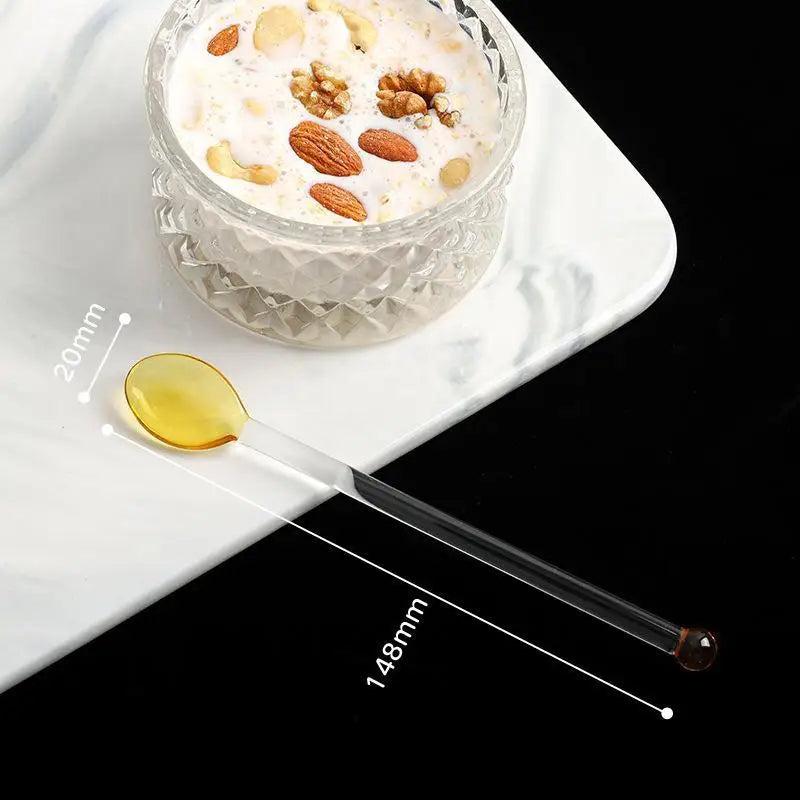 Colorful Glass Stirring Spoon – Long Handle, Heat Resistant