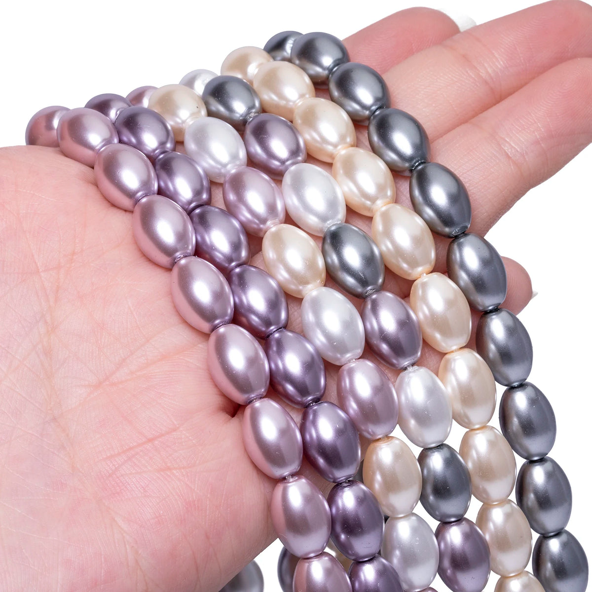 Rice Shape Glass Imitation Pearl Beads – 4 Sizes Multicolor DIY