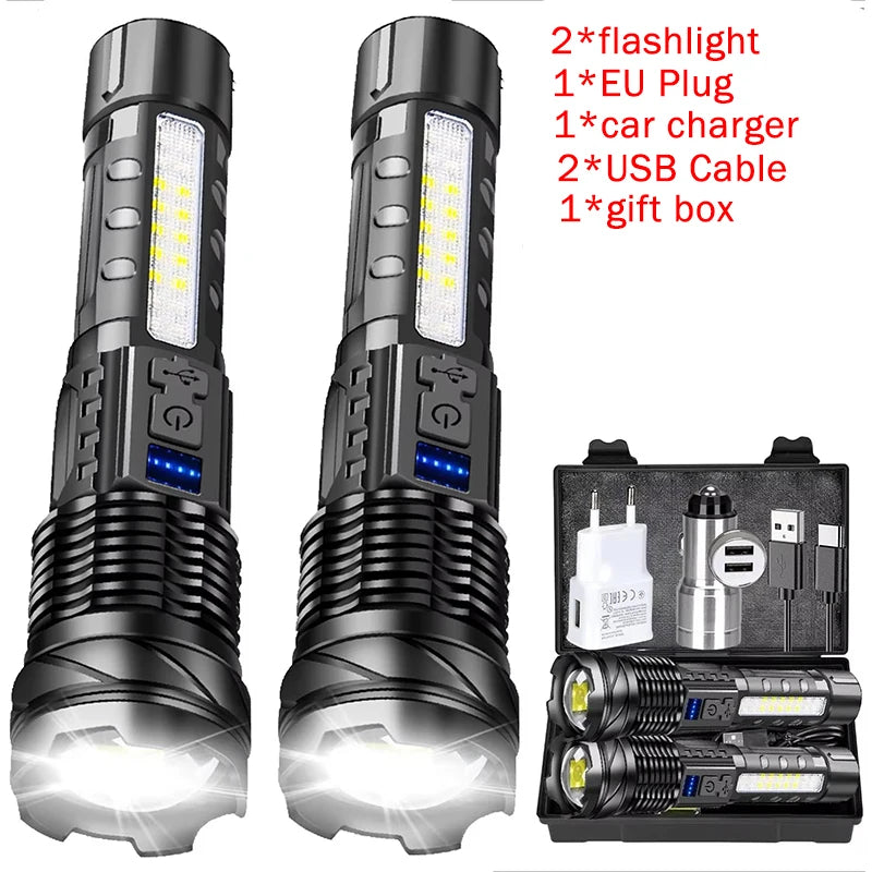 Rechargeable Zoomable LED Flashlight – 7 Modes, 2300 Lumens