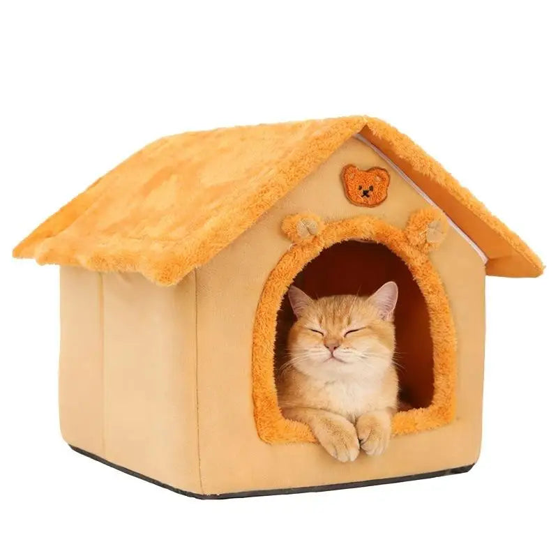 Thickened Warm Pet House – Washable Plush Cave Bed for Cats & Dogs