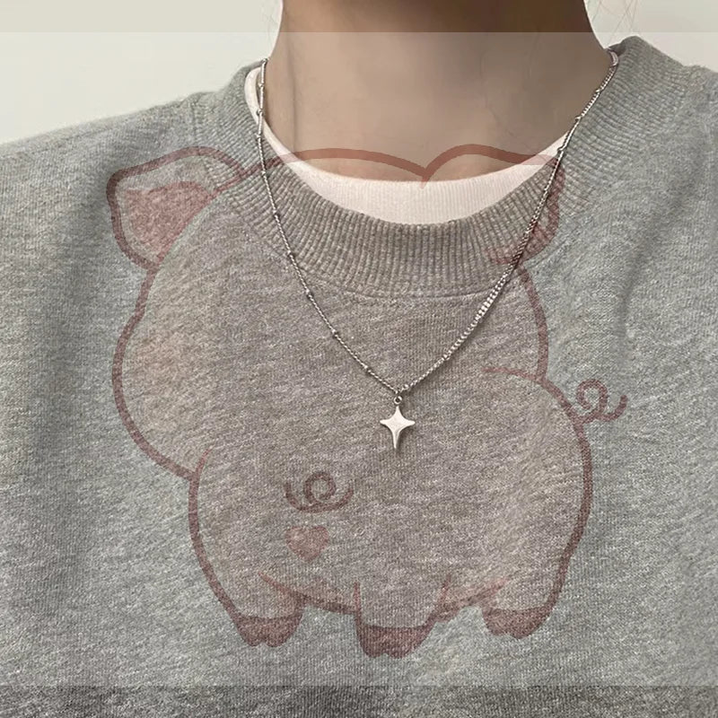 Star Choker Pendant Necklace – Unisex Stainless Steel Chain