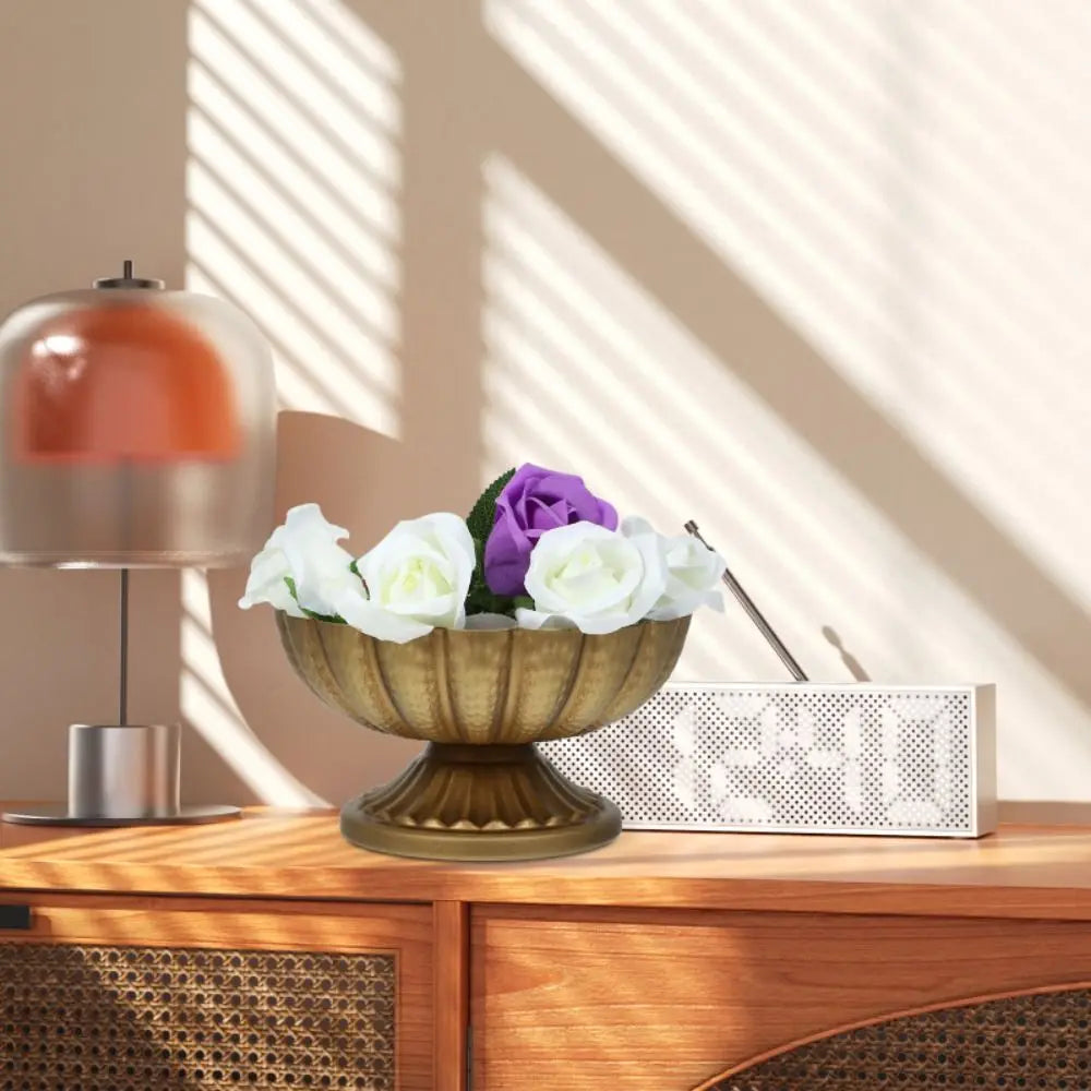 Vintage Gold Iron Flower Pot – Indoor Outdoor Planter Vase