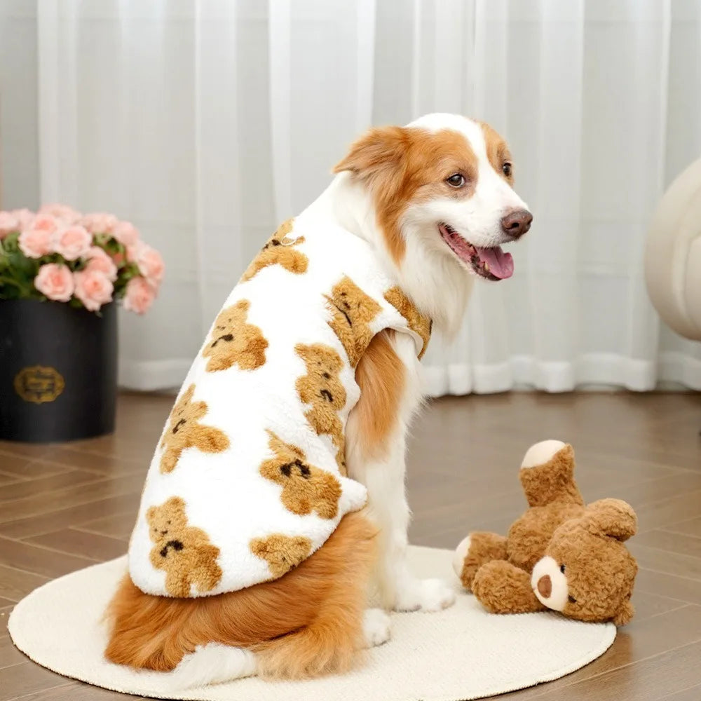 Winter Fleece Dog Vest Sweater – Bear Pattern, XS to 9XL