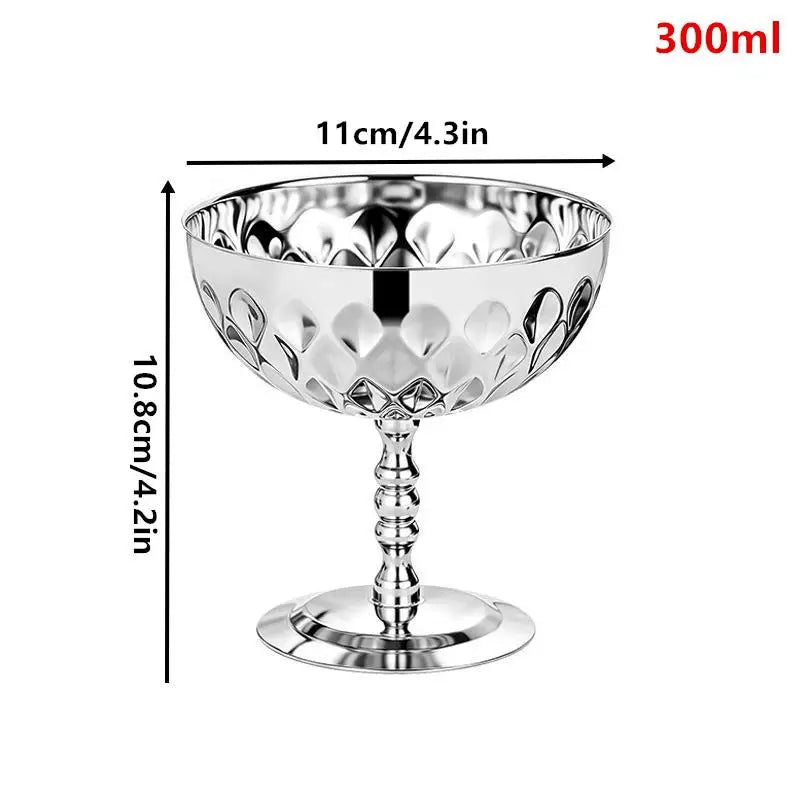 Stainless Steel Goblet Snack Bowl – Ice Cream, Salad & Fruit