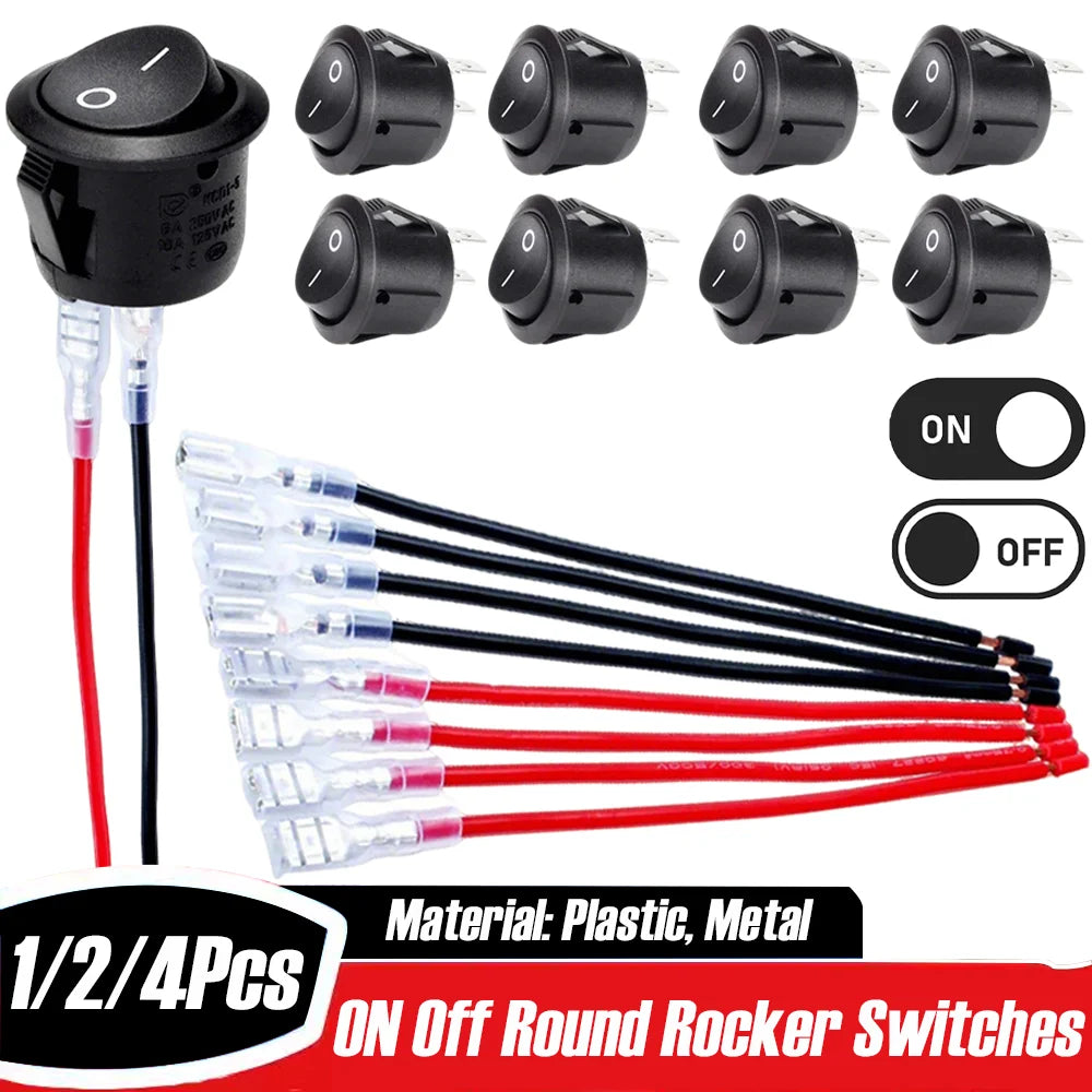 SPST Round Rocker Switch 20mm 12V DC 2-Pin ON/OFF Toggle