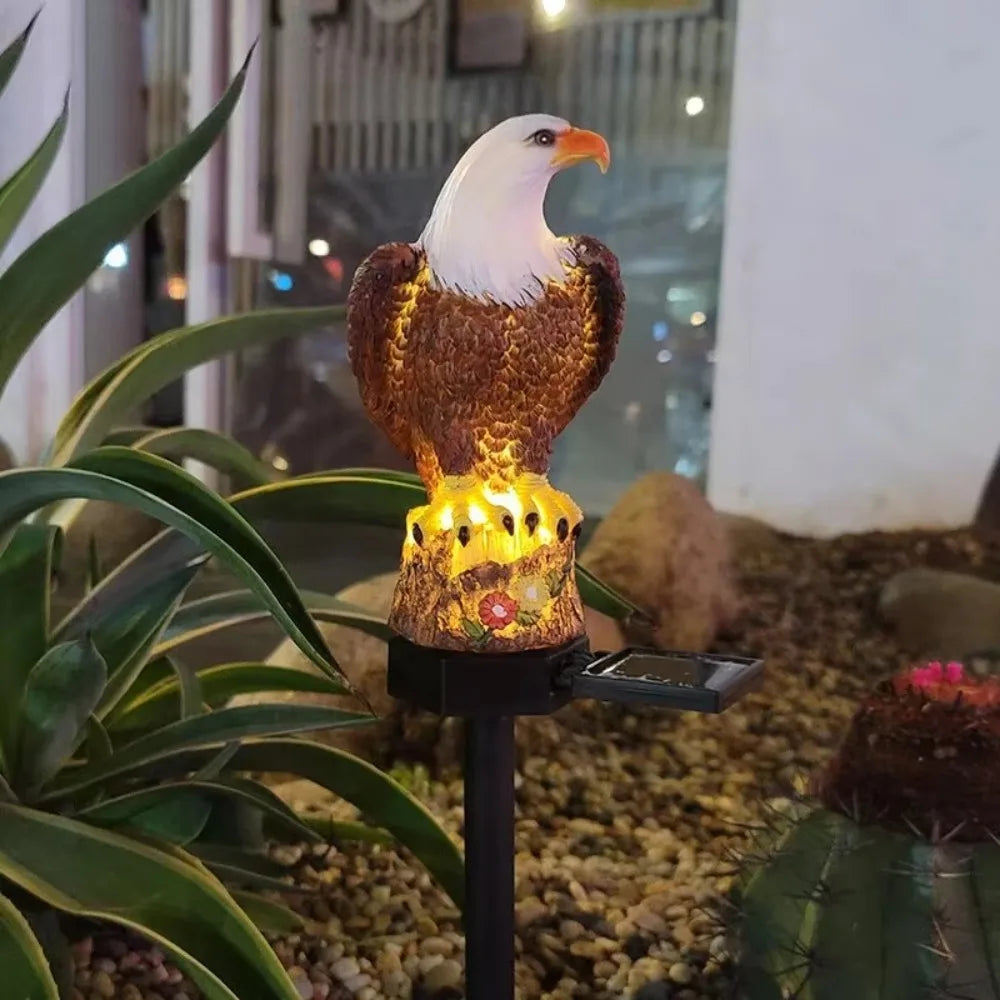 Solar Powered Eagle Lawn Lamp – Waterproof Resin Garden Light