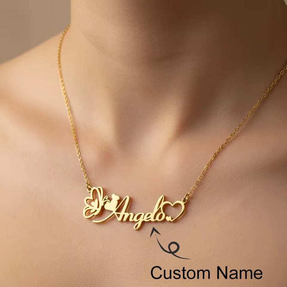 Custom Name Necklace | 18K Gold Plated Stainless Steel Pendant