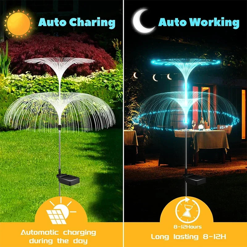Solar Fiber Optic Jellyfish Stake Light – 7 Color Changing