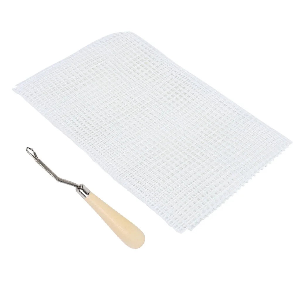 Latch Hook Rug Canvas Mesh Kit with Hook – 50×50cm DIY Craft
