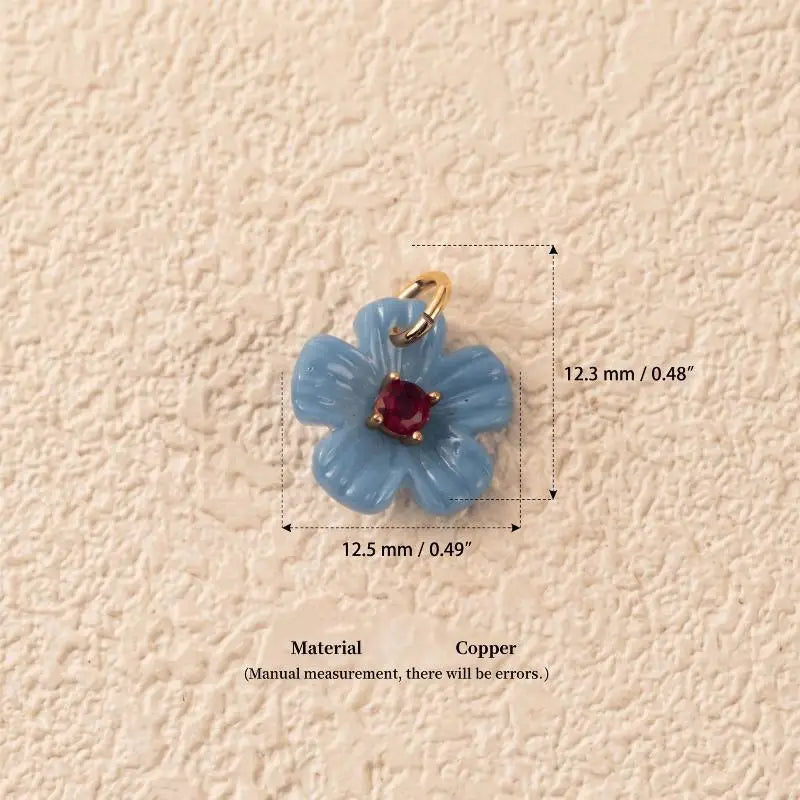 Resin Flower Zircon Charm Pendant – Colorful DIY Jewelry