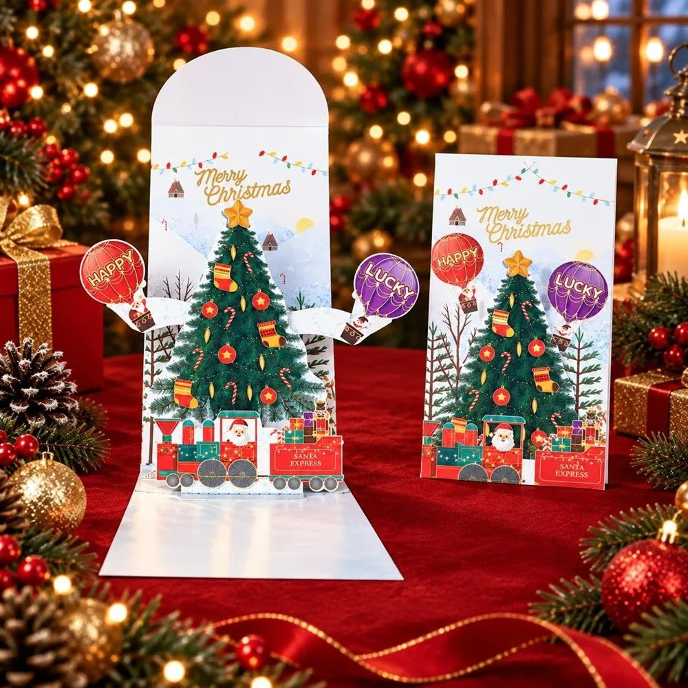 Pop-Up 3D Christmas Money Card – Santa & Snowman Gift Holder