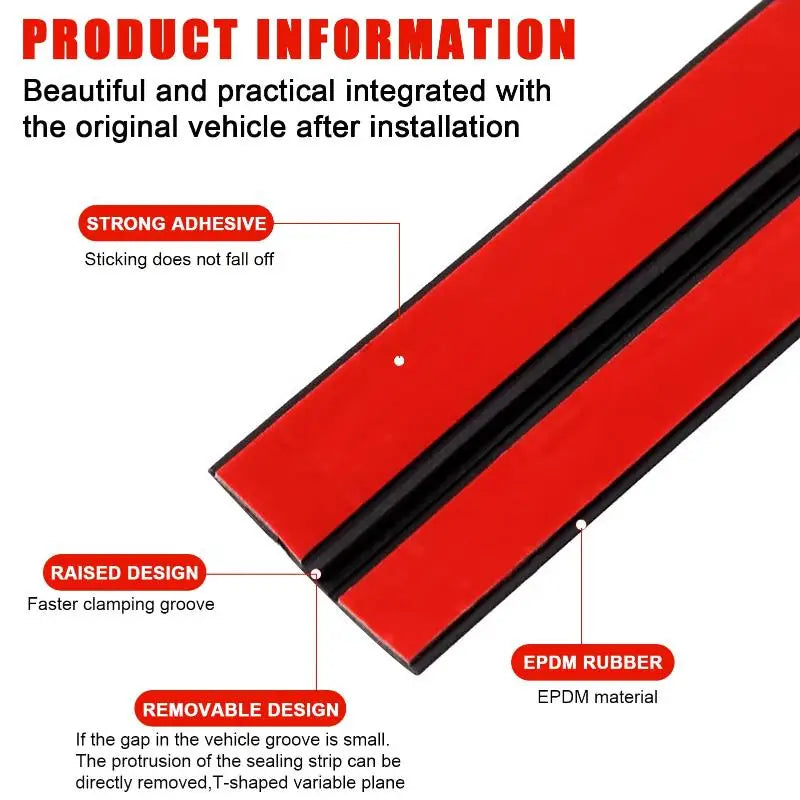 T-Shape EPDM Car Rubber Sealing Strip – Windshield & Roof Seal