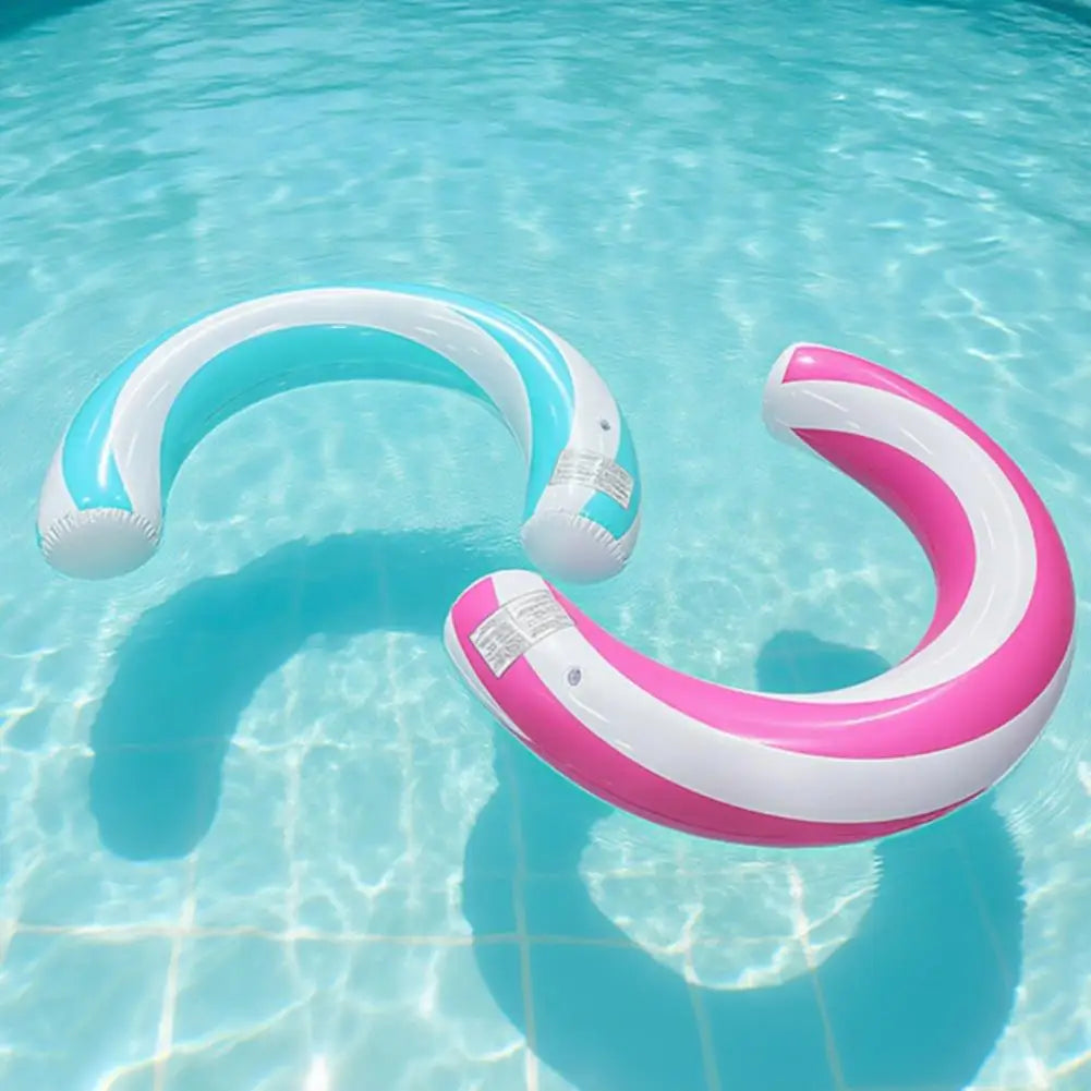 U-Shape Inflatable Pool Float – PVC Striped Adult Swim Lounger