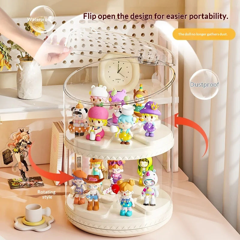 Rotating Multi-Tier Acrylic Collectibles Display Stand Cabinet