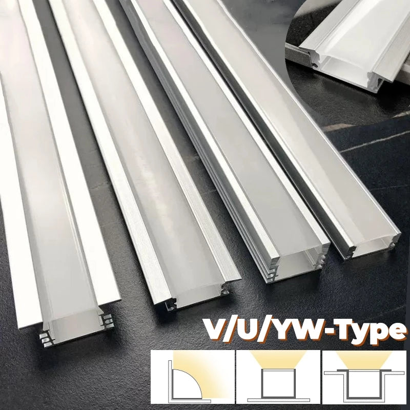 Recessed LED Aluminum Channel Profile V/U/YW Shape – 0.5m & 1m