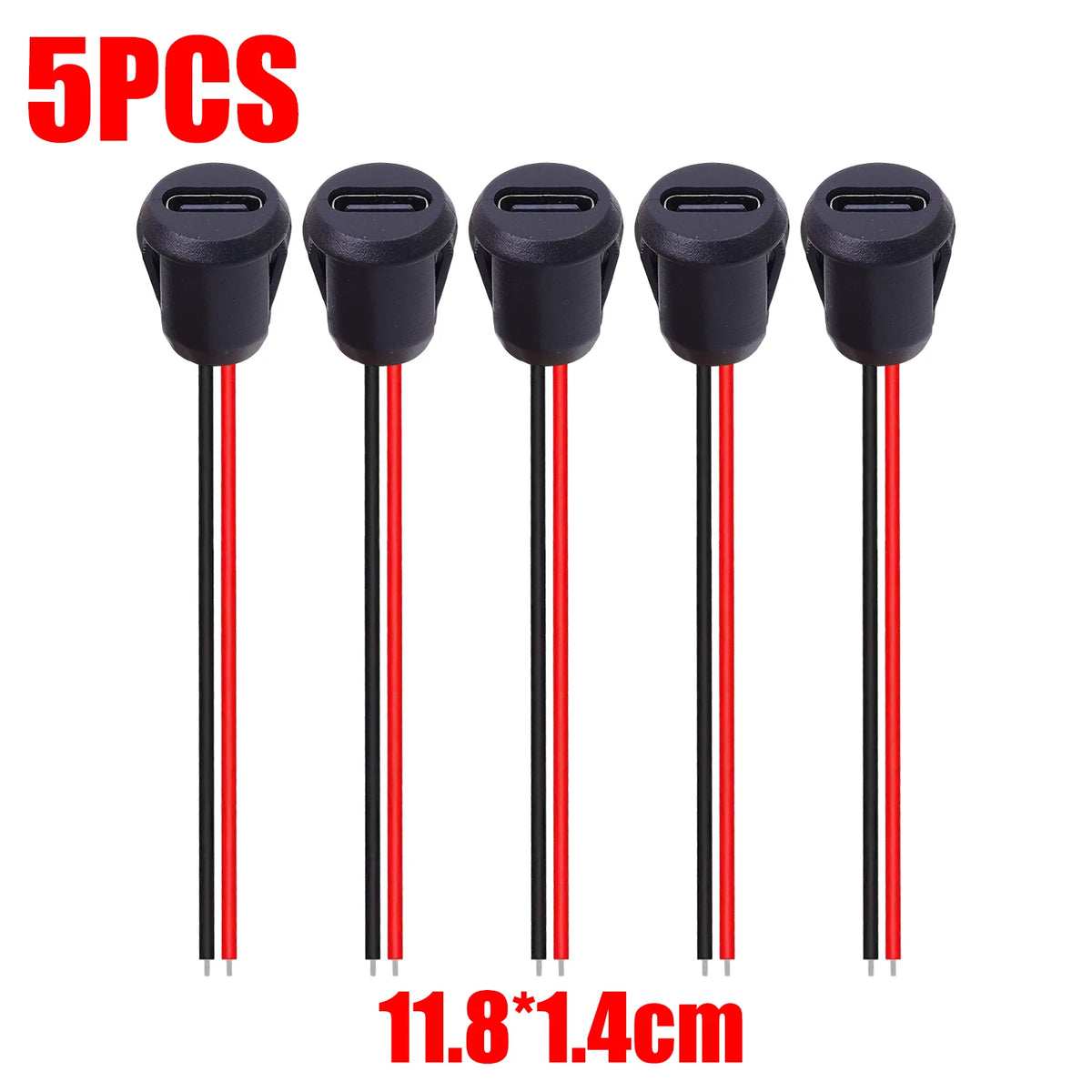 Waterproof USB-C Female Connector 2-Pin Fast Charging Jack 1–5 Pack