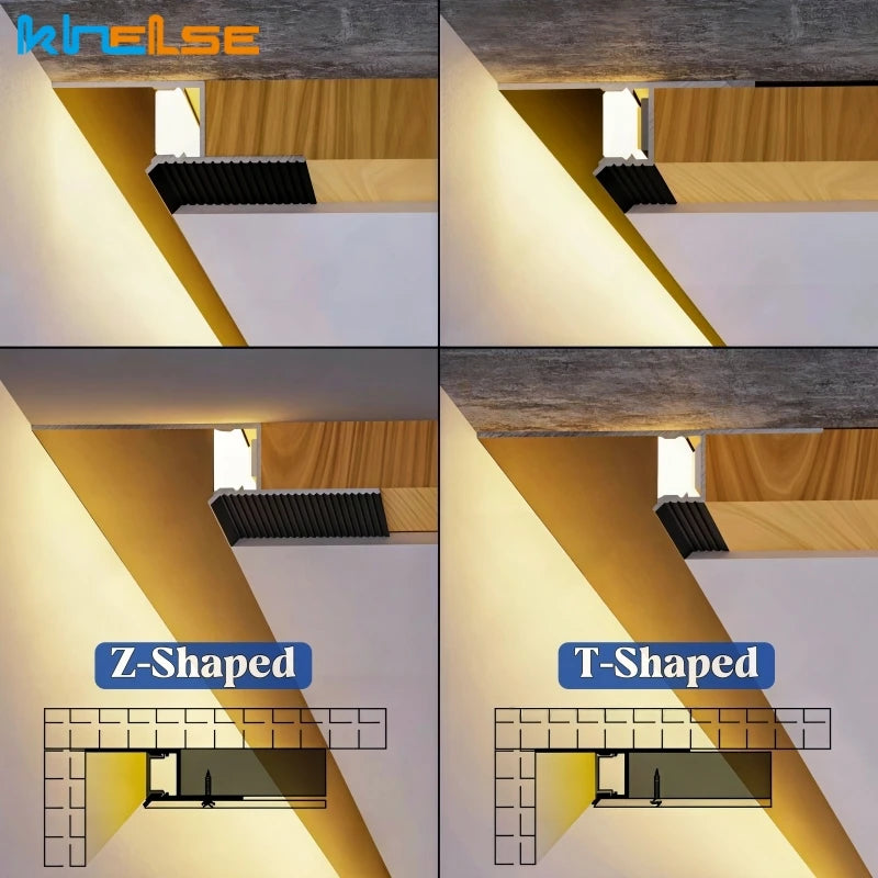 1M Shadow Gap LED Aluminum Profile – Recessed Ceiling Channel