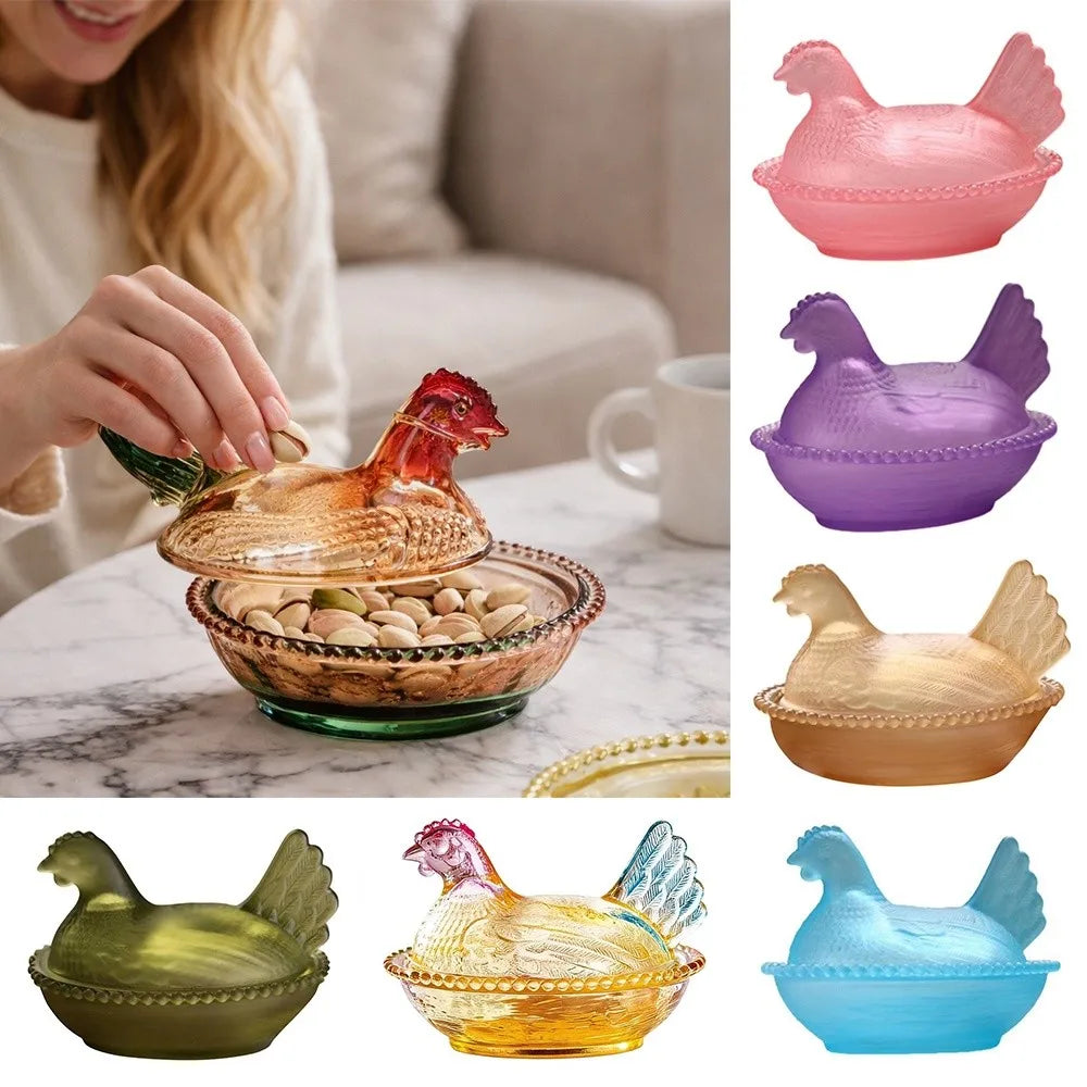 Chicken Shaped Candy Dish with Lid – Hen on Nest Decor