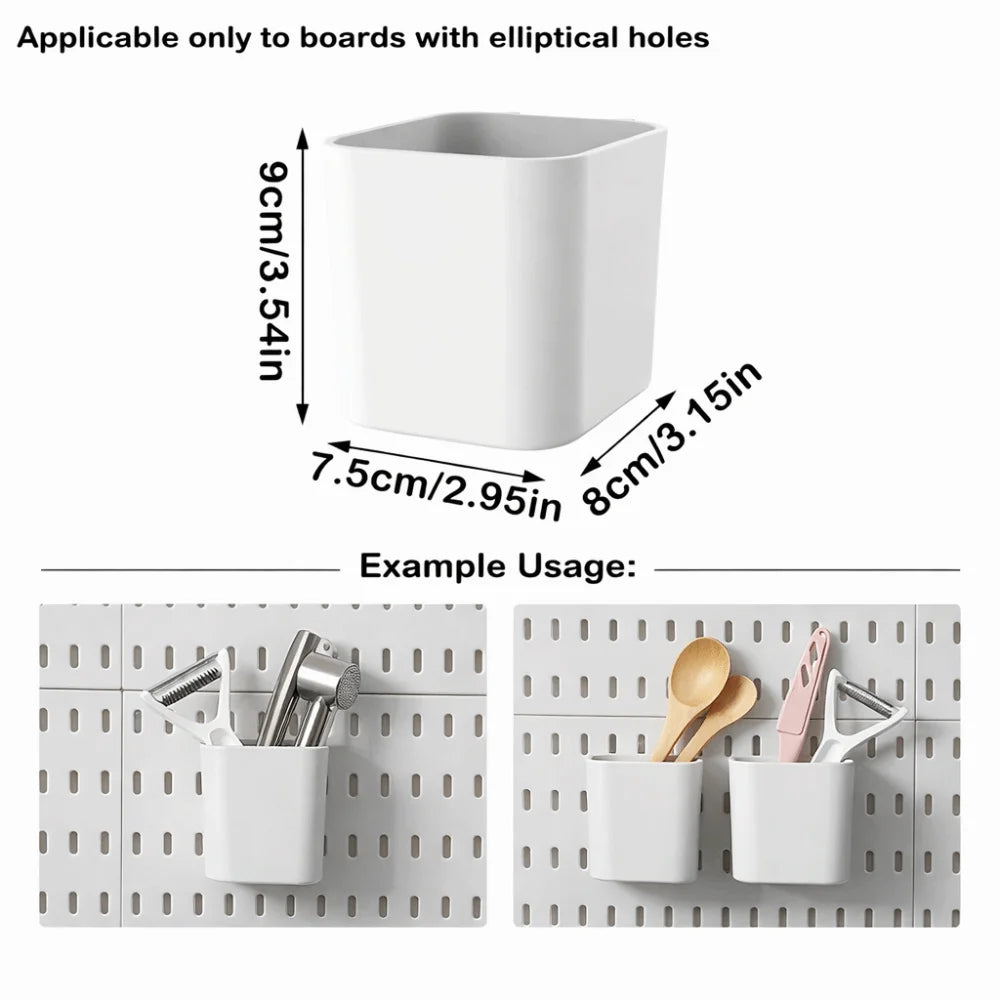 Wall-Mounted Pegboard Storage Organizer with Hooks | No-Drill