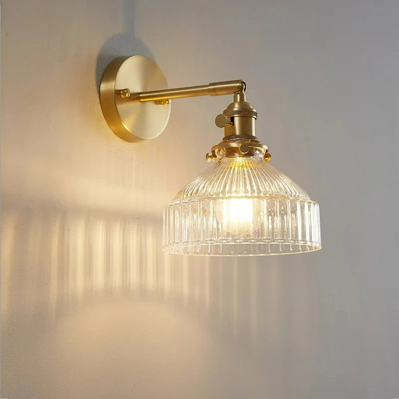 Vintage Glass Wall Lamp E27 LED Sconce – Bedroom & Bathroom