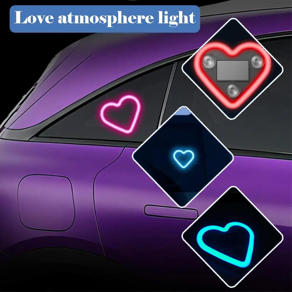 Solar Heart Neon LED Car Window Atmosphere Light – Wire-Free