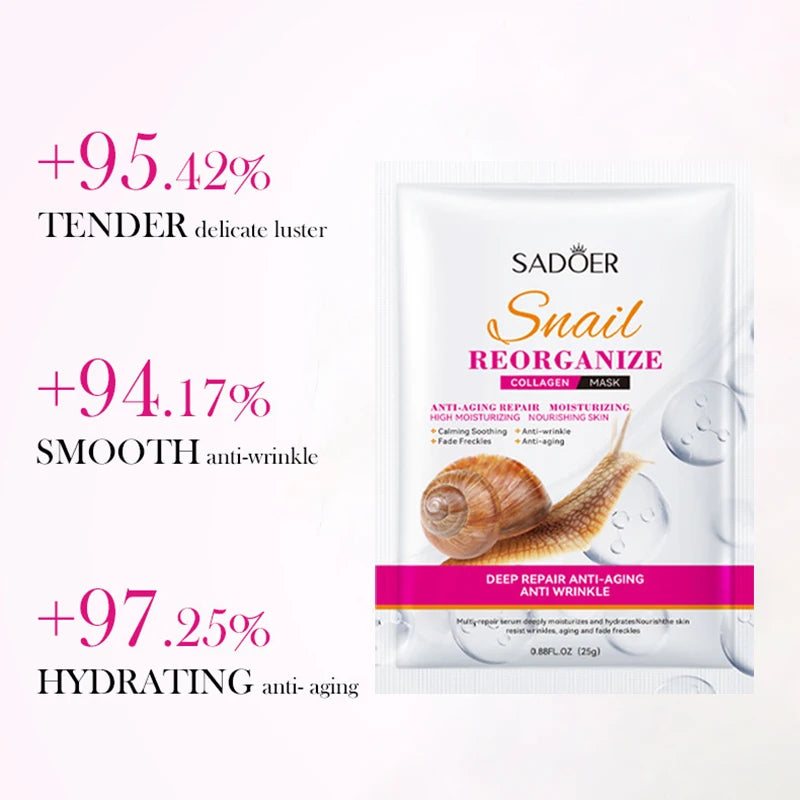 SADOER Snail Collagen Face Mask – Firming & Hydrating 5-Pack