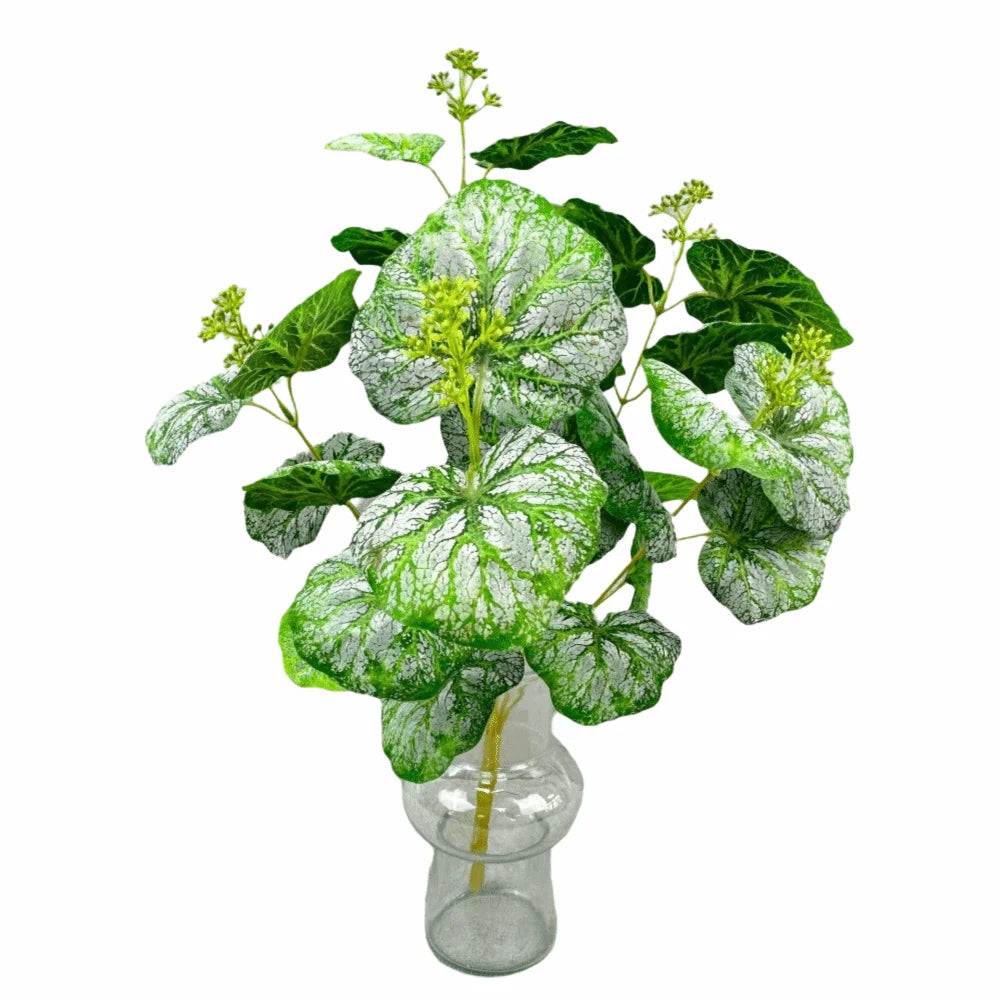 Faux Begonia Silk Leaf Branch – Multicolor Artificial Plant Decor