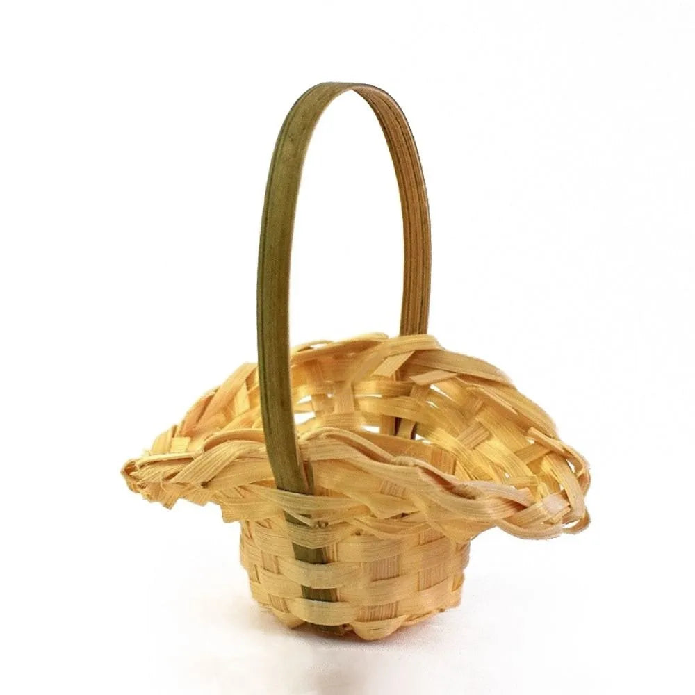 Mini Woven Braid Flower Basket with Handle – Multicolor