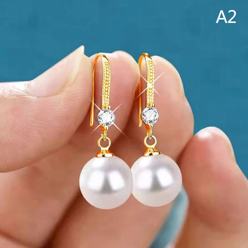Water Drop Pearl Drop Earrings – Round & Oval Women's Jewelry