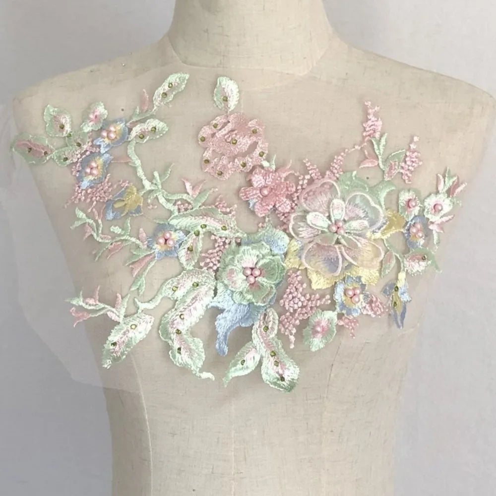 3D Sequined Floral Embroidery Patch – DIY Appliqué 33×26cm
