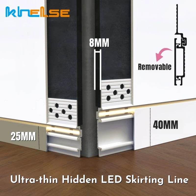 Recessed LED Skirting Line Aluminum Profile – Baseboard Bar Light