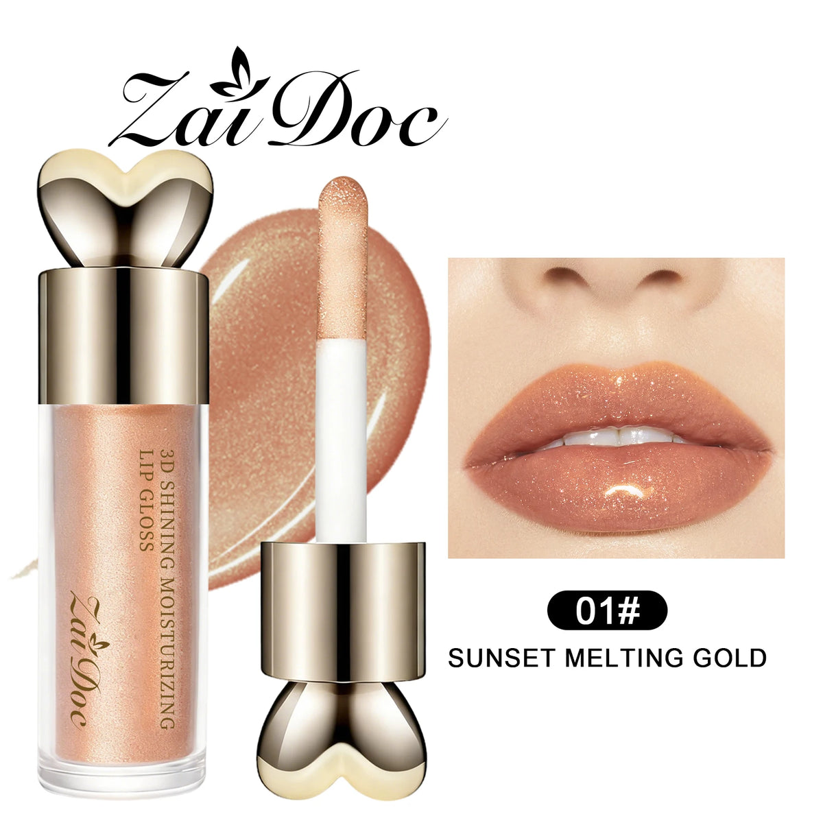 ZaiDoc 3D Shimmer Lip Gloss Set – 6 Colors Hydrating Lip Oil