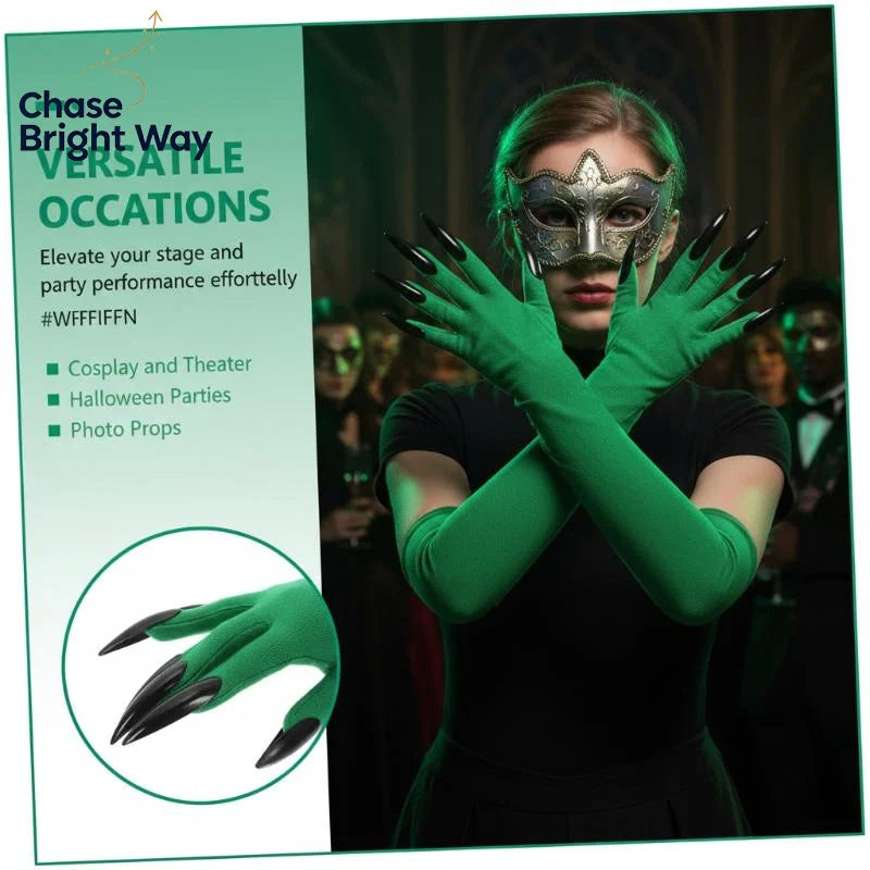 Long Elbow Cosplay Gloves with Sharp Claws | Halloween Costume
